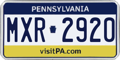 PA license plate MXR2920