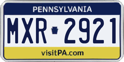 PA license plate MXR2921