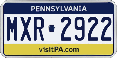 PA license plate MXR2922