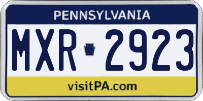 PA license plate MXR2923