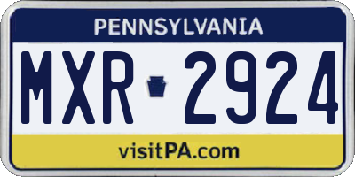 PA license plate MXR2924