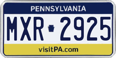 PA license plate MXR2925