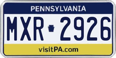 PA license plate MXR2926