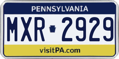 PA license plate MXR2929