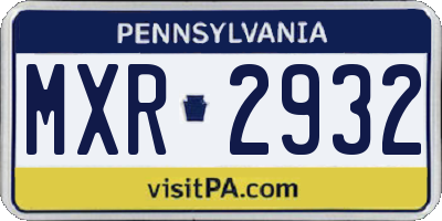 PA license plate MXR2932