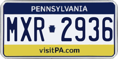 PA license plate MXR2936