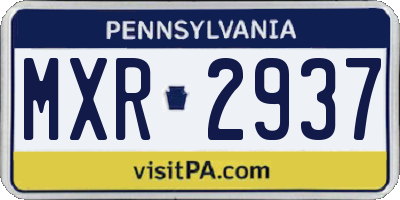PA license plate MXR2937