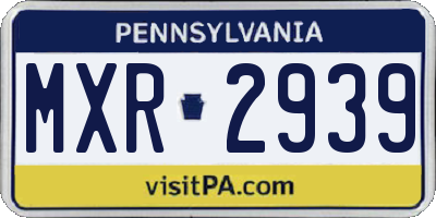 PA license plate MXR2939