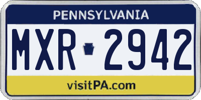 PA license plate MXR2942