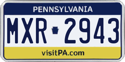 PA license plate MXR2943