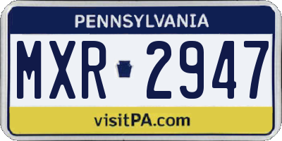 PA license plate MXR2947