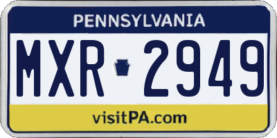 PA license plate MXR2949