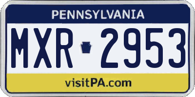 PA license plate MXR2953