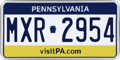PA license plate MXR2954