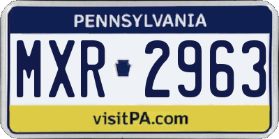 PA license plate MXR2963