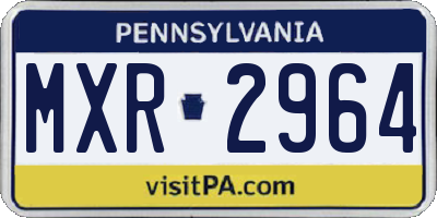PA license plate MXR2964