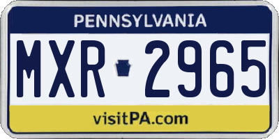 PA license plate MXR2965
