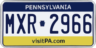 PA license plate MXR2966