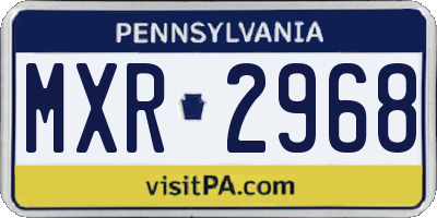 PA license plate MXR2968