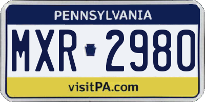 PA license plate MXR2980