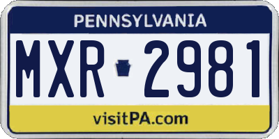 PA license plate MXR2981