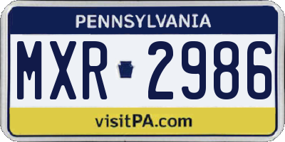 PA license plate MXR2986