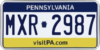 PA license plate MXR2987