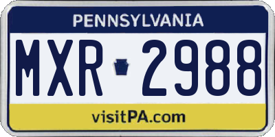 PA license plate MXR2988