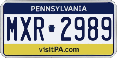 PA license plate MXR2989