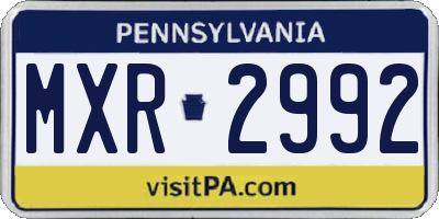 PA license plate MXR2992