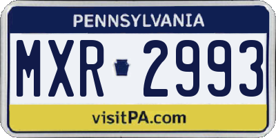 PA license plate MXR2993