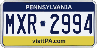 PA license plate MXR2994