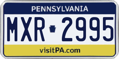 PA license plate MXR2995