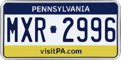 PA license plate MXR2996