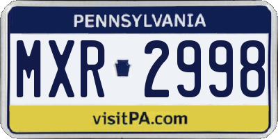 PA license plate MXR2998