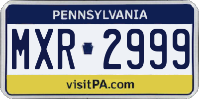 PA license plate MXR2999