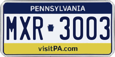 PA license plate MXR3003