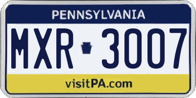 PA license plate MXR3007
