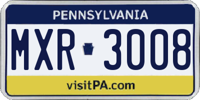 PA license plate MXR3008