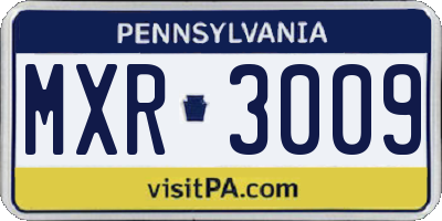PA license plate MXR3009