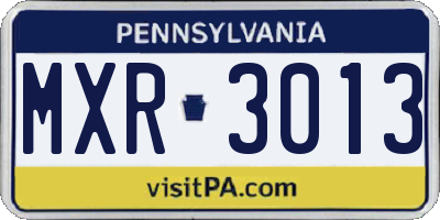 PA license plate MXR3013