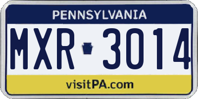 PA license plate MXR3014
