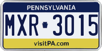 PA license plate MXR3015
