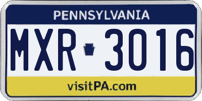 PA license plate MXR3016