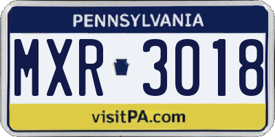 PA license plate MXR3018