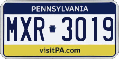 PA license plate MXR3019