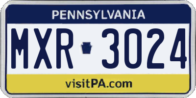 PA license plate MXR3024