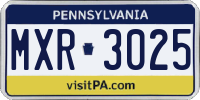 PA license plate MXR3025