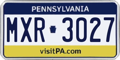 PA license plate MXR3027