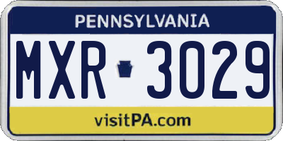 PA license plate MXR3029